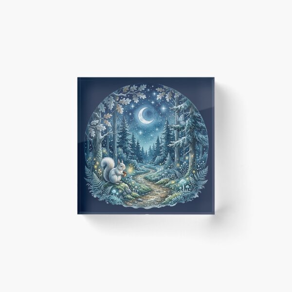 Item preview, Moonlit Forest Path Watercolor Night Art designed and sold by CalmCapy Co.