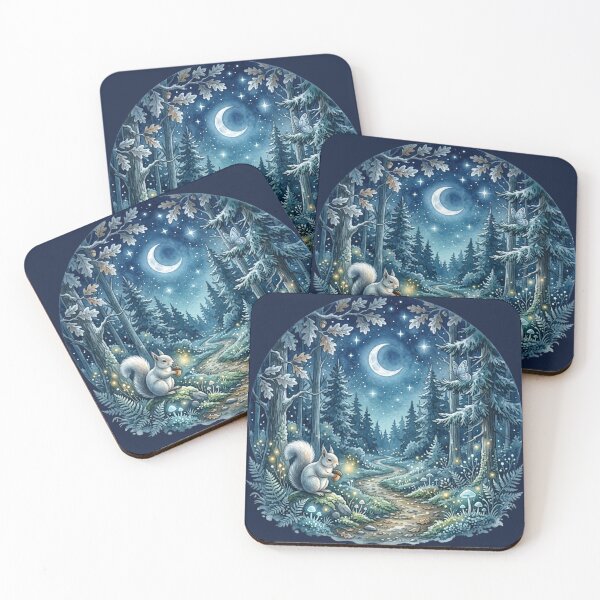 Item preview, Moonlit Forest Path Watercolor Night Art designed and sold by CalmCapy Co.