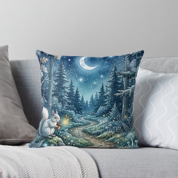 Item preview, Moonlit Forest Path Watercolor Night Art designed and sold by CalmCapy Co.