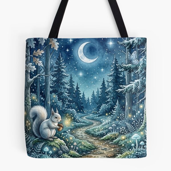 Item preview, Moonlit Forest Path Watercolor Night Art designed and sold by CalmCapy Co.