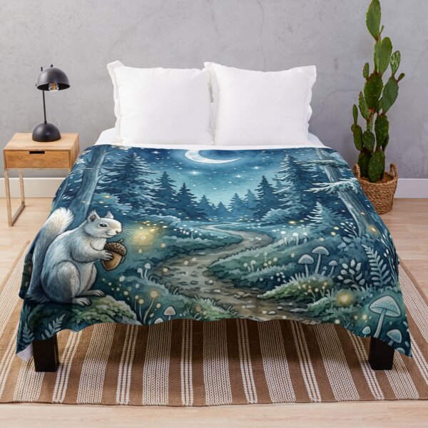Item preview, Moonlit Forest Path Watercolor Night Art designed and sold by CalmCapy Co.