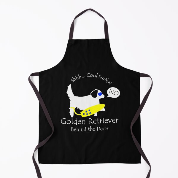 Item preview, Funny Golden Retriever Cool Surfer Behind the Door White Text designed and sold by Na7nasColorShop.