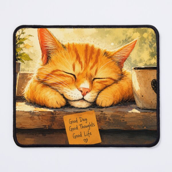 Item preview, Take It Easy Cat Art | Cute Sleeping Orange Cat Wall Decor | Cozy Cat Lover Gift designed and sold by AbstractAuraArt.