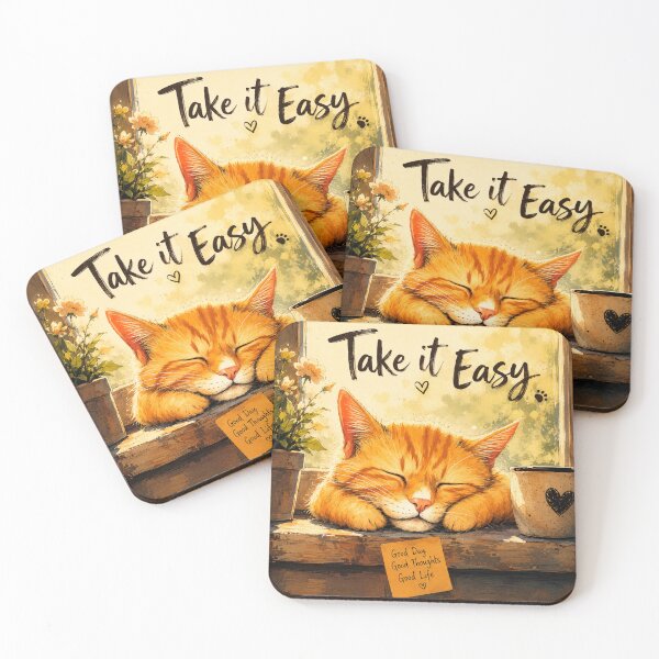 Item preview, Take It Easy Cat Art | Cute Sleeping Orange Cat Wall Decor | Cozy Cat Lover Gift designed and sold by AbstractAuraArt.