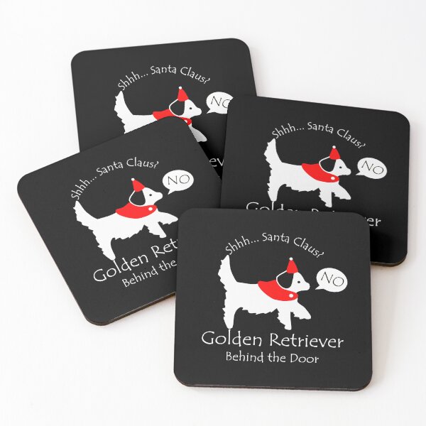 Item preview, Funny Golden Retriever Santa Claus Behind the Door White Text designed and sold by Na7nasColorShop.