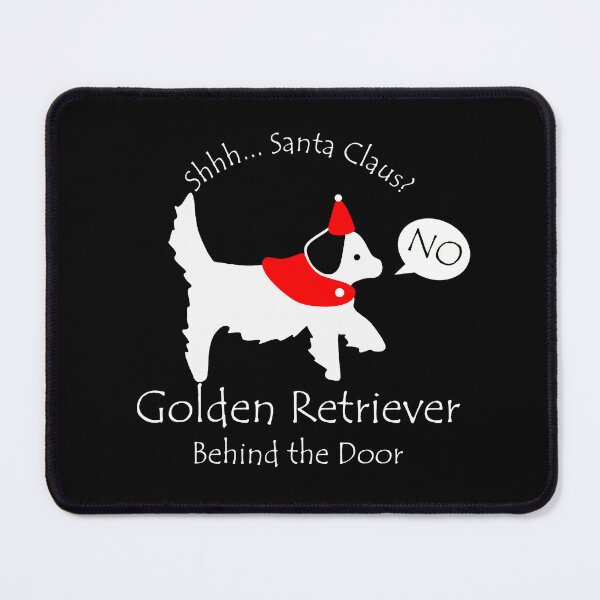 Item preview, Funny Golden Retriever Santa Claus Behind the Door White Text designed and sold by Na7nasColorShop.