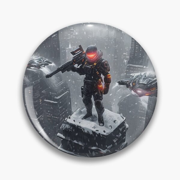 Item preview, Cyberpunk Soldier with Hover Drones in Snowy City designed and sold by maplesoulkiller.