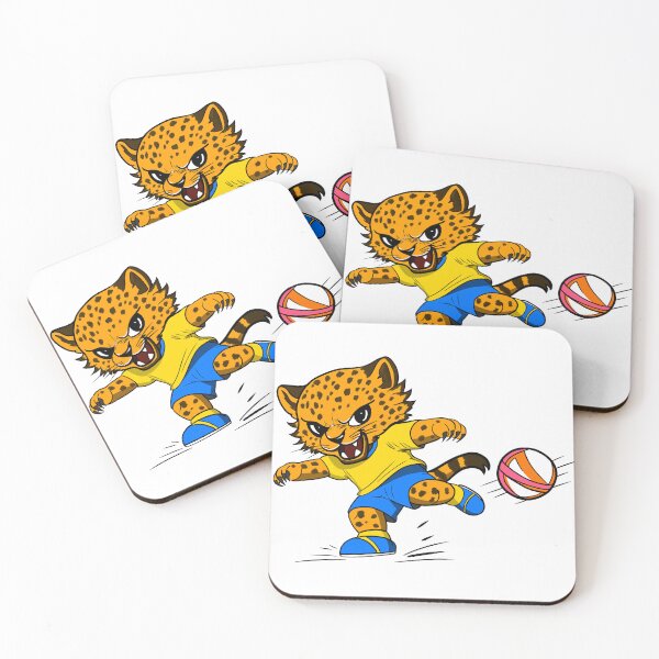 Item preview, Cute Leopard Playing Football Cartoon designed and sold by Phyllya Design.
