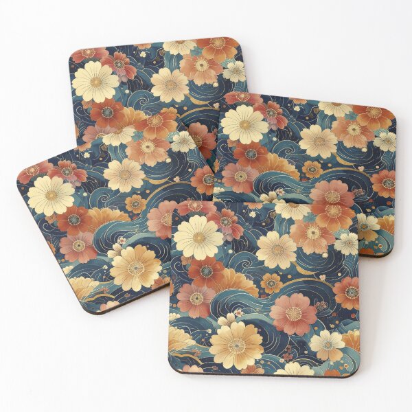 Item preview, Waves of Wildflowers (vintage rust multi blue) designed and sold by WeaveSphere.