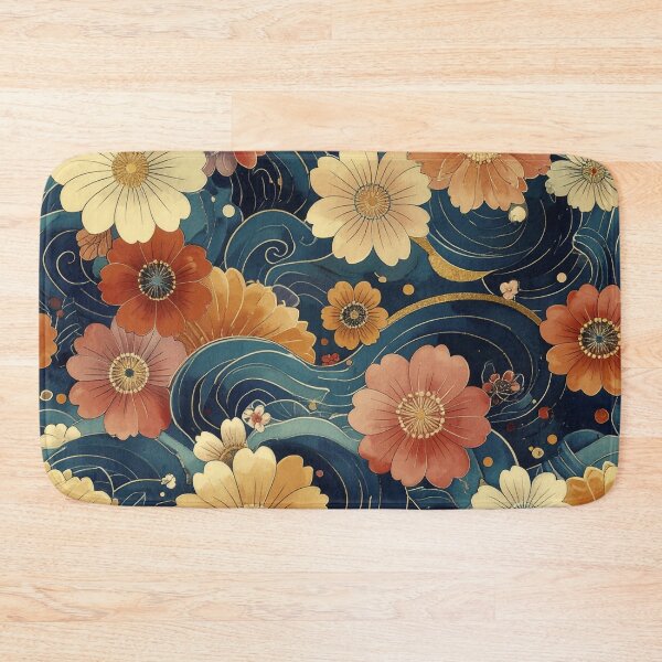 Item preview, Waves of Wildflowers (vintage rust multi blue) designed and sold by WeaveSphere.