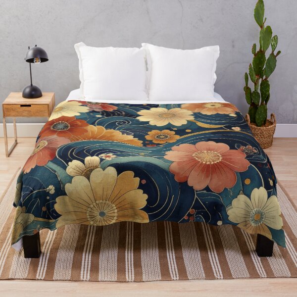 Item preview, Waves of Wildflowers (vintage rust multi blue) designed and sold by WeaveSphere.