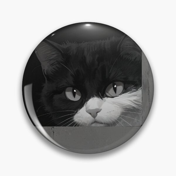 Item preview, Silent Watcher – Black and White Tuxedo Cat Minimalist Art designed and sold by KiraChie.