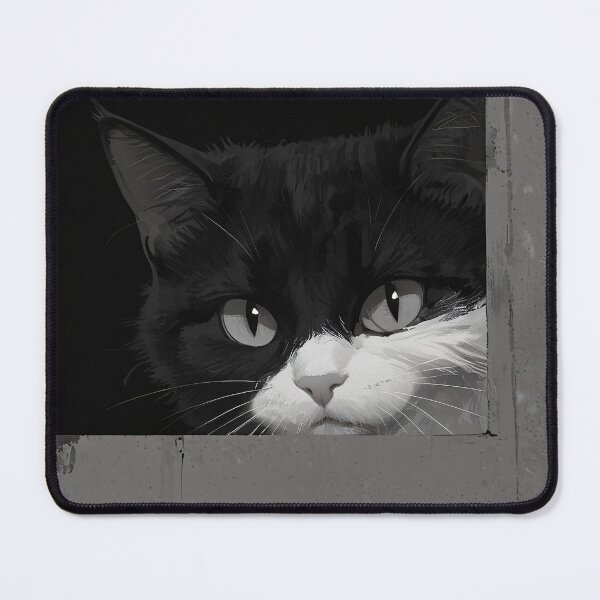 Item preview, Silent Watcher – Black and White Tuxedo Cat Minimalist Art designed and sold by KiraChie.