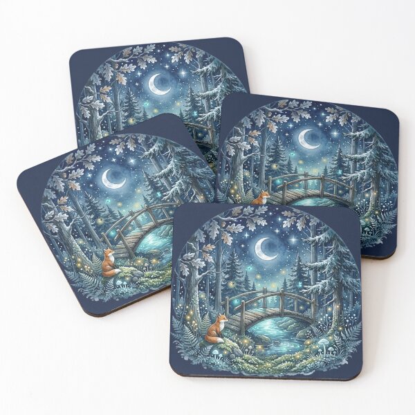 Item preview, Moonlit Fairy Bridge Watercolor Night Art designed and sold by CalmCapy Co.