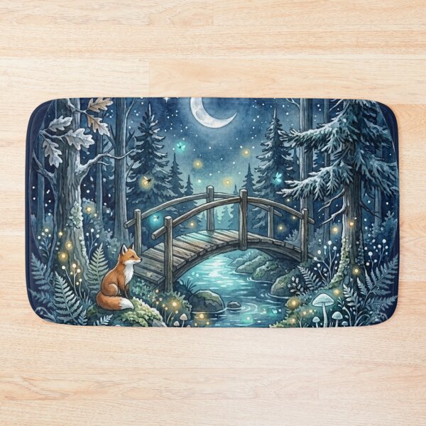 Item preview, Moonlit Fairy Bridge Watercolor Night Art designed and sold by CalmCapy Co.