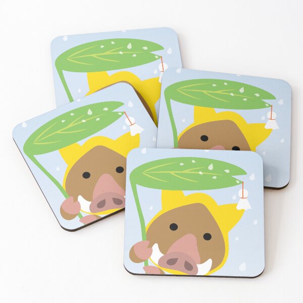 Item preview, A cute wild boar under a leaf during the rainy season designed and sold by OsakaYumeWorks.