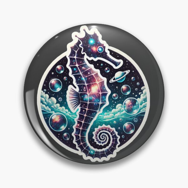Item preview, Surreal Cosmic Seahorse Fantasy Galaxy Ocean Art Print designed and sold by PinUpPizzazz.