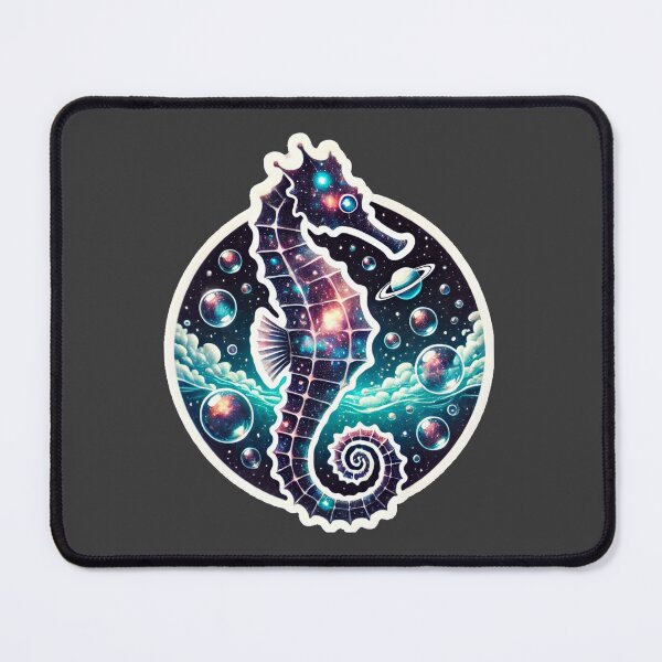 Item preview, Surreal Cosmic Seahorse Fantasy Galaxy Ocean Art Print designed and sold by PinUpPizzazz.