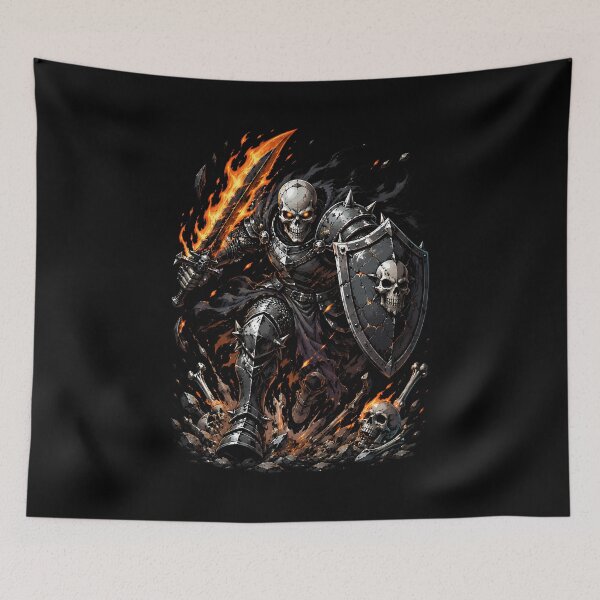 Item preview, Skeleton Warrior Charging Into Battle With Flaming Sword designed and sold by Tong4130.