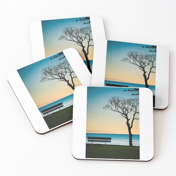 Item preview, Landscape - Solitary Bench and Tree, Poetic Minimalism at Sunrise or Sunset designed and sold by Reverso-Design.