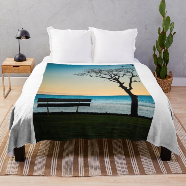 Item preview, Landscape - Solitary Bench and Tree, Poetic Minimalism at Sunrise or Sunset designed and sold by Reverso-Design.