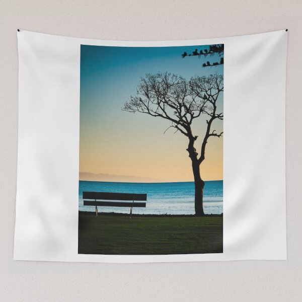 Item preview, Landscape - Solitary Bench and Tree, Poetic Minimalism at Sunrise or Sunset designed and sold by Reverso-Design.