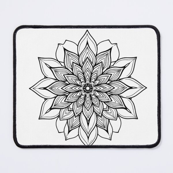 Item preview, Sacred Lotus Flower Mandala Line Art - Modern Grap designed and sold by QuirkThreadsCo.