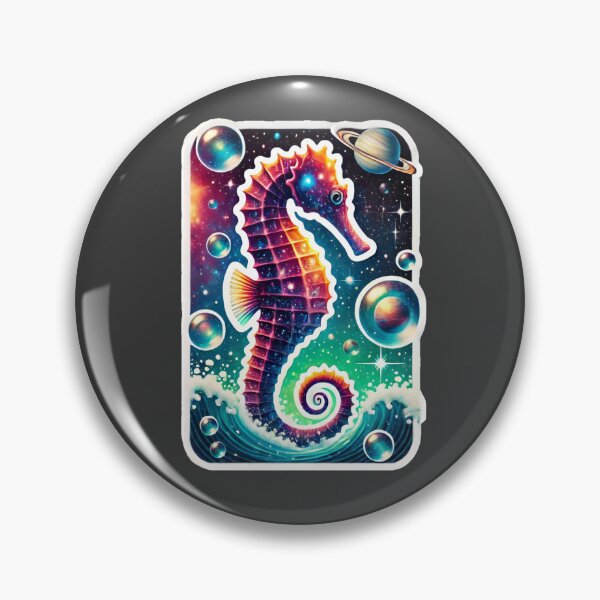 Item preview, Surreal Cosmic Seahorse Fantasy Galaxy Ocean Art Print designed and sold by PinUpPizzazz.