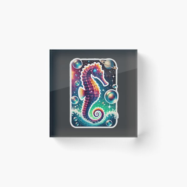 Item preview, Surreal Cosmic Seahorse Fantasy Galaxy Ocean Art Print designed and sold by PinUpPizzazz.