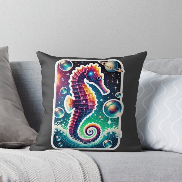 Item preview, Surreal Cosmic Seahorse Fantasy Galaxy Ocean Art Print designed and sold by PinUpPizzazz.