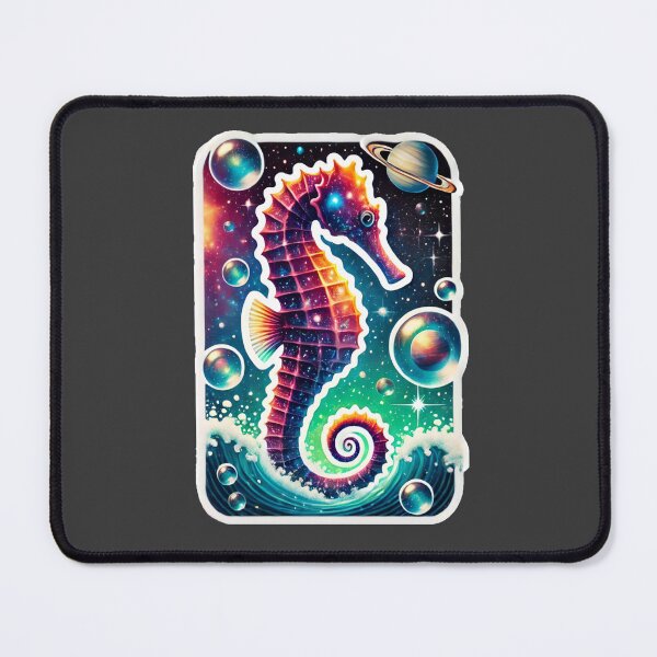 Item preview, Surreal Cosmic Seahorse Fantasy Galaxy Ocean Art Print designed and sold by PinUpPizzazz.
