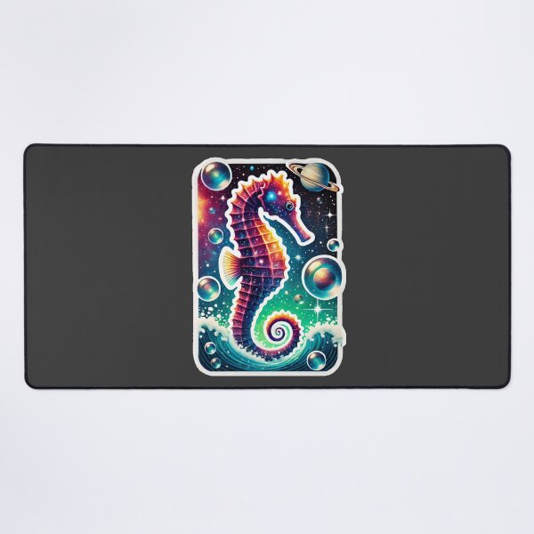 Item preview, Surreal Cosmic Seahorse Fantasy Galaxy Ocean Art Print designed and sold by PinUpPizzazz.