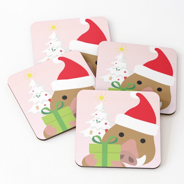 Item preview, Cute Christmas Wild Boar with Present designed and sold by OsakaYumeWorks.