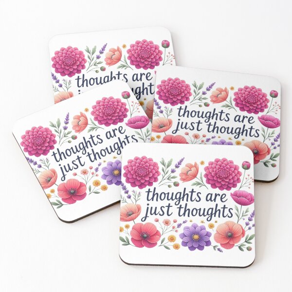 Item preview, Thoughts Are Just Thoughts Sticker | OCD Anxiety Support | Mental Health Floral Design | Positive Mindset Quote designed and sold by MissDJLI.