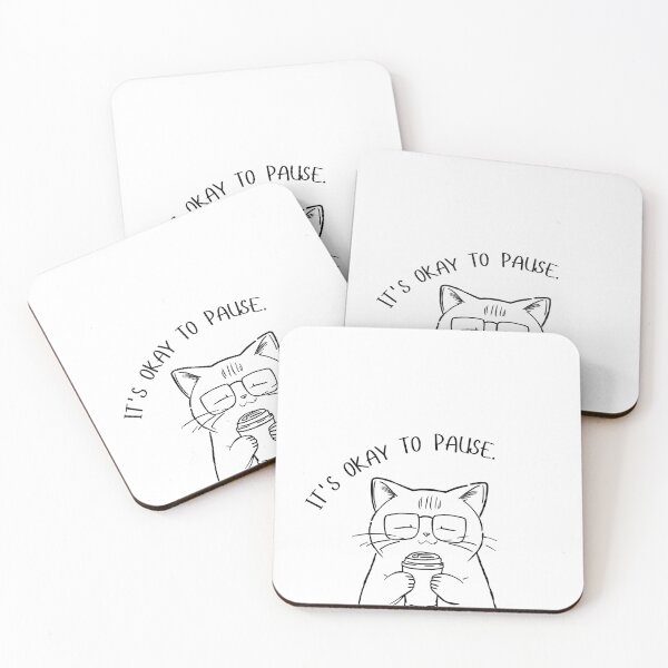 Item preview, It's Okay to Pause Cute Cat Mental Health Quote | Self Care Motivation Minimalist Design designed and sold by poppynasr.