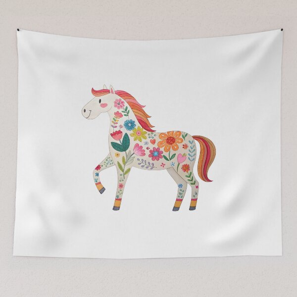 Item preview, Cute Floral Pony Illustration designed and sold by trendspatterns.