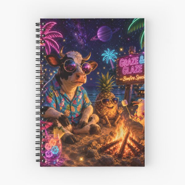 Item preview, Neon Tropical Cow Bonfire Paradise designed and sold by Mindful56.