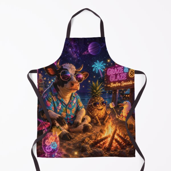 Item preview, Neon Tropical Cow Bonfire Paradise designed and sold by Mindful56.