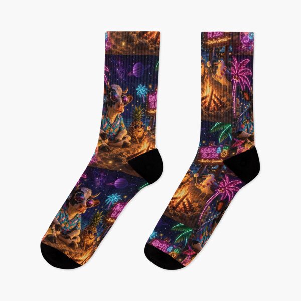 Item preview, Neon Tropical Cow Bonfire Paradise designed and sold by Mindful56.