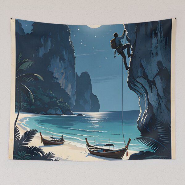 Item preview, Railay Beach Thailand Vintage Travel Poster Tropical Coastal Wall Art designed and sold by Spirit of Siam.