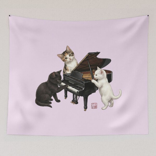 Item preview, Cute Grand Piano and Triplet Cats designed and sold by JapanekoGallery.