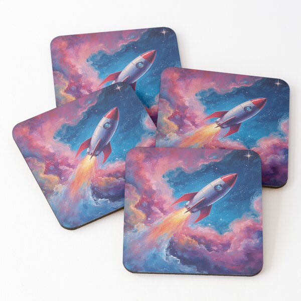 Item preview, Retro Space Rocket in a distant Pink Nebula  designed and sold by EschatonGarden.