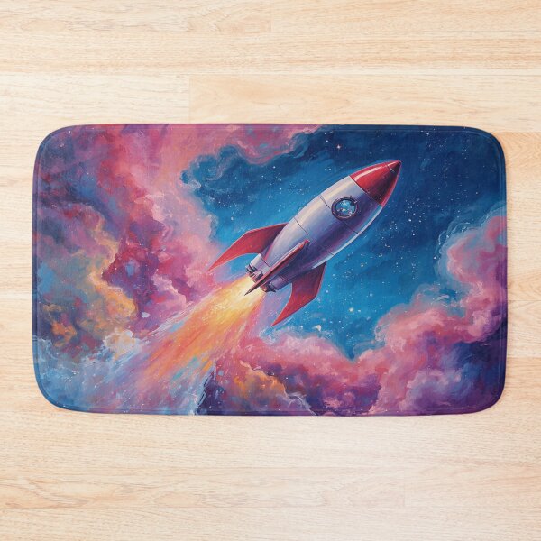 Item preview, Retro Space Rocket in a distant Pink Nebula  designed and sold by EschatonGarden.