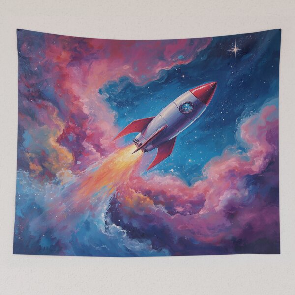 Item preview, Retro Space Rocket in a distant Pink Nebula  designed and sold by EschatonGarden.