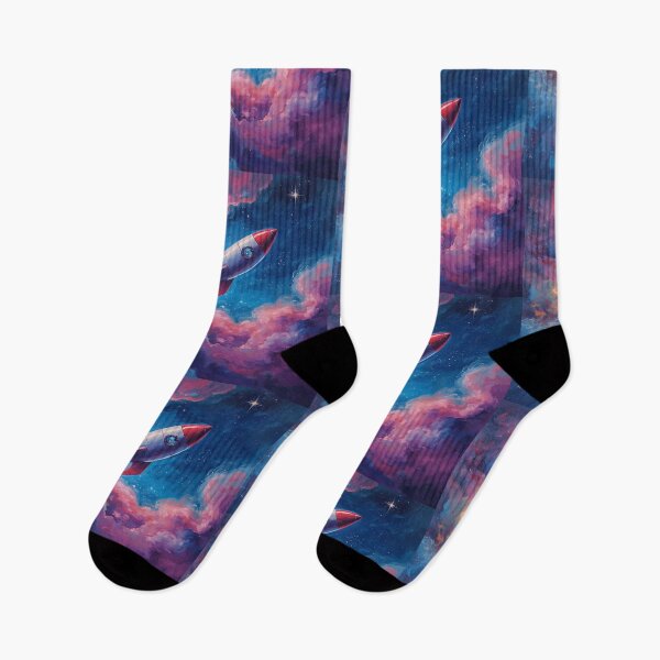 Item preview, Retro Space Rocket in a distant Pink Nebula  designed and sold by EschatonGarden.