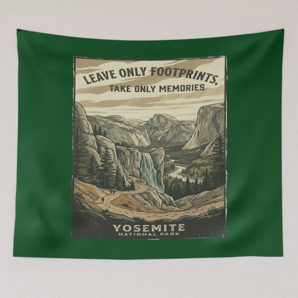 Item preview, Leave Only Footprints Yosemite National Park — Take Only Memories Conservation Poster Art designed and sold by MālamaThreads.