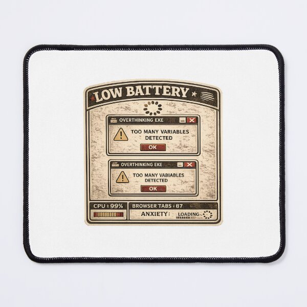 Item preview, Overthinking.exe Not Responding - Retro Burnout System Dashboard Design designed and sold by WorkXPlay.
