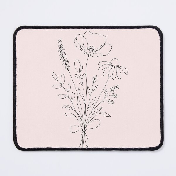 Item preview, Minimalist Black Line Art Wildflower Bouquet Dark Aesthetic  designed and sold by ChubbyGoong.