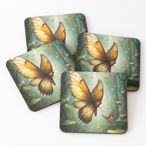 Item preview, Golden Butterflies in the Enchanted Forest designed and sold by NeyhineAngelionShop.