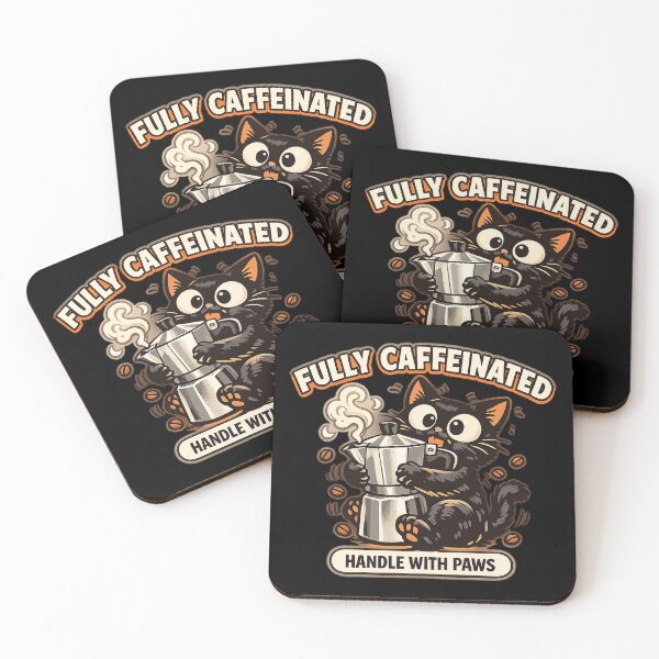 Item preview, Fully Caffeinated Handle With Paws Cat designed and sold by Concrete Coffee Studio.